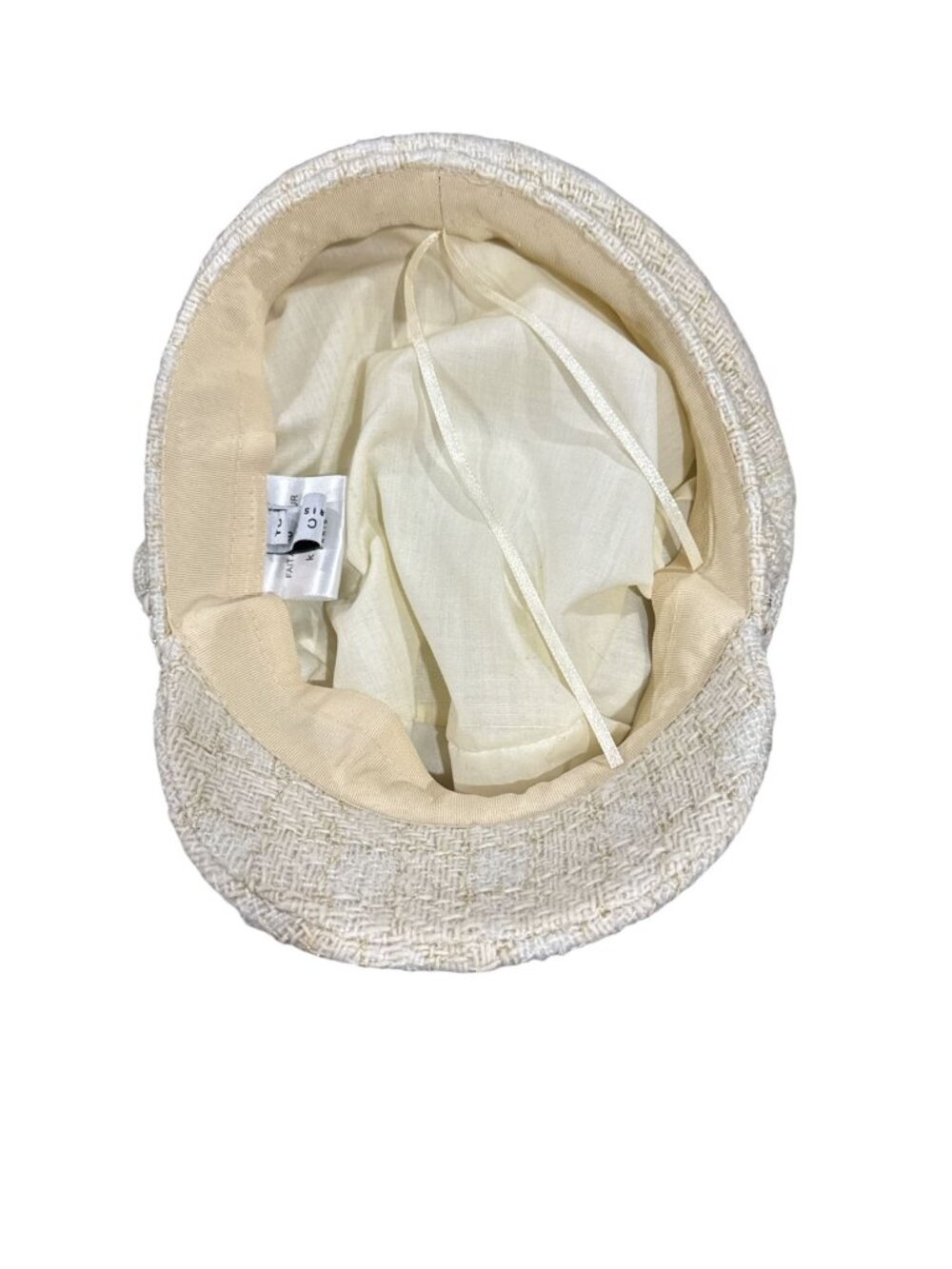 Kroché Paris Womens Ivory Tweed Baker Boy Cap With Black & Gold Chain Accent - Picture 6 of 7